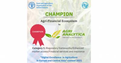 AgriAnalytica виборола перемогу у конкурсі “Цифрова досконалість у сільському господарстві Європи та Центральної Азії”