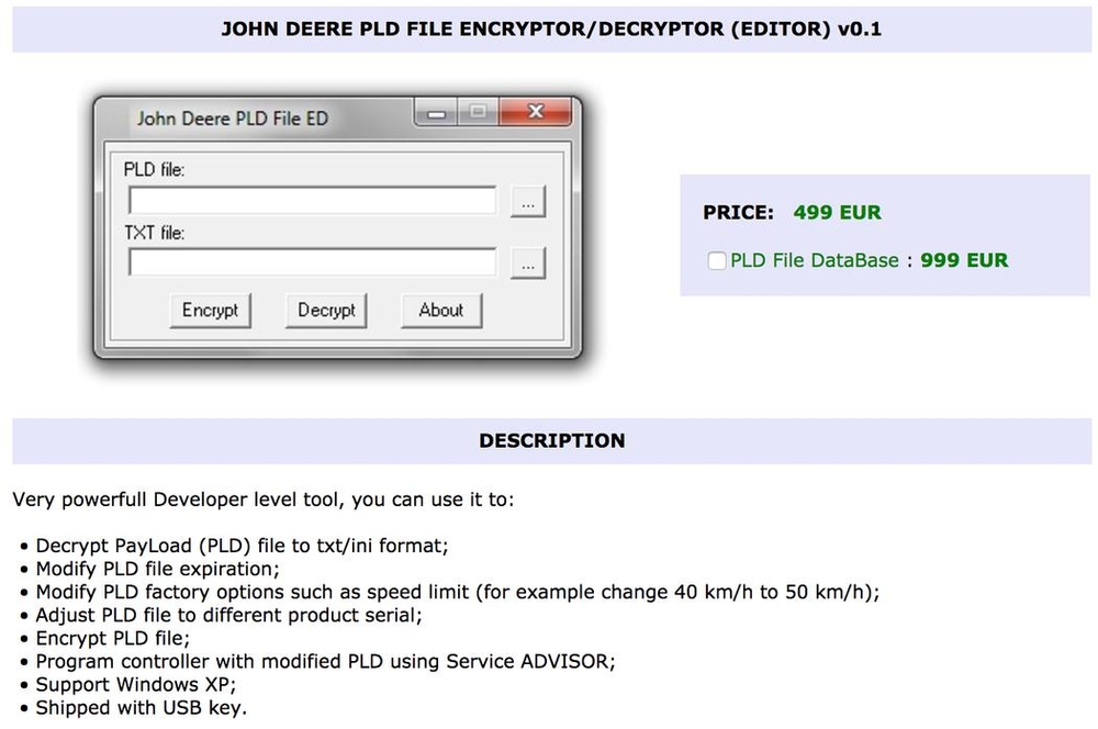 Взломанная версия John Deere PLD Files