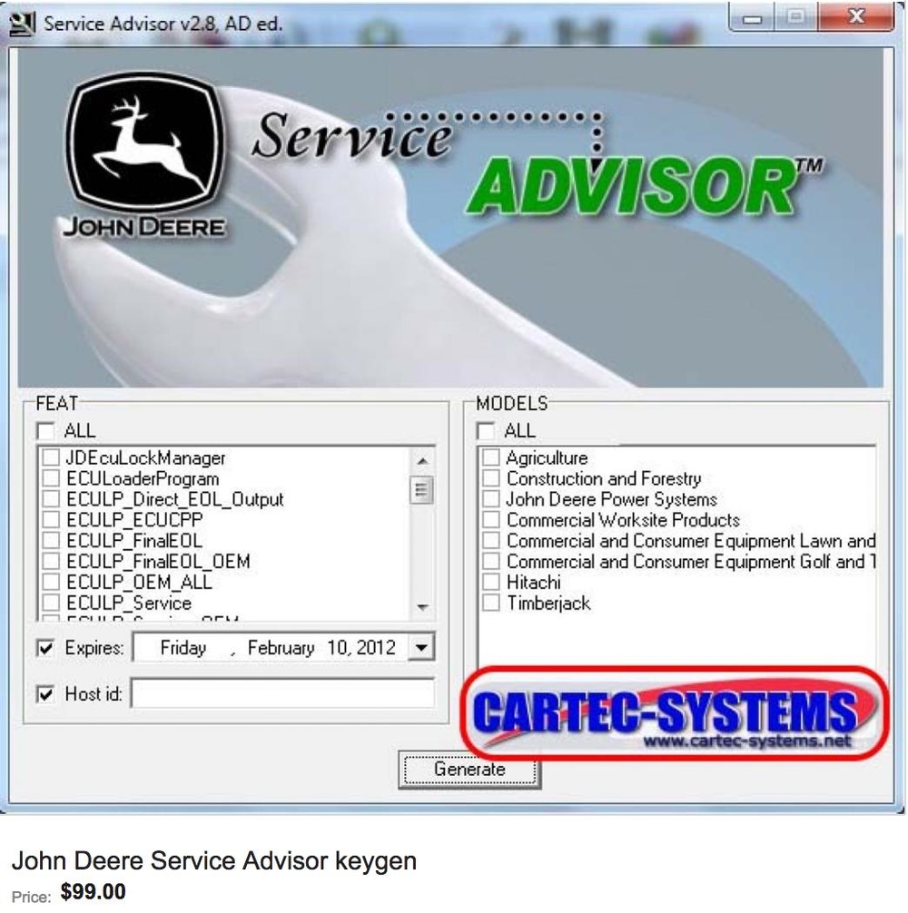 Взломанная версия John Deere Service Advisor